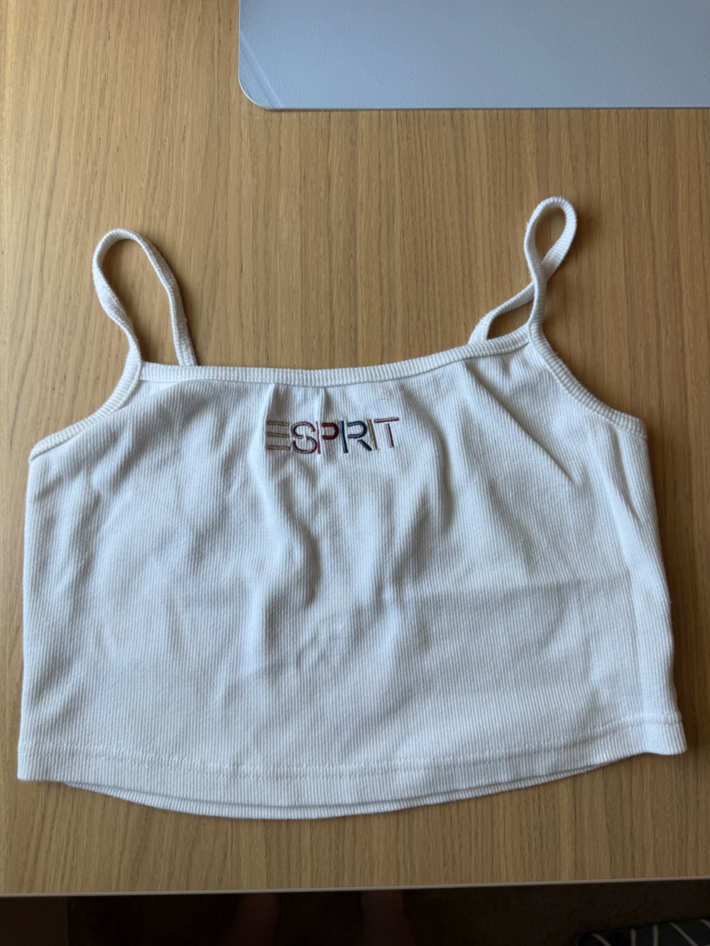 ESPRIT White Ribbed Cropped Camisole